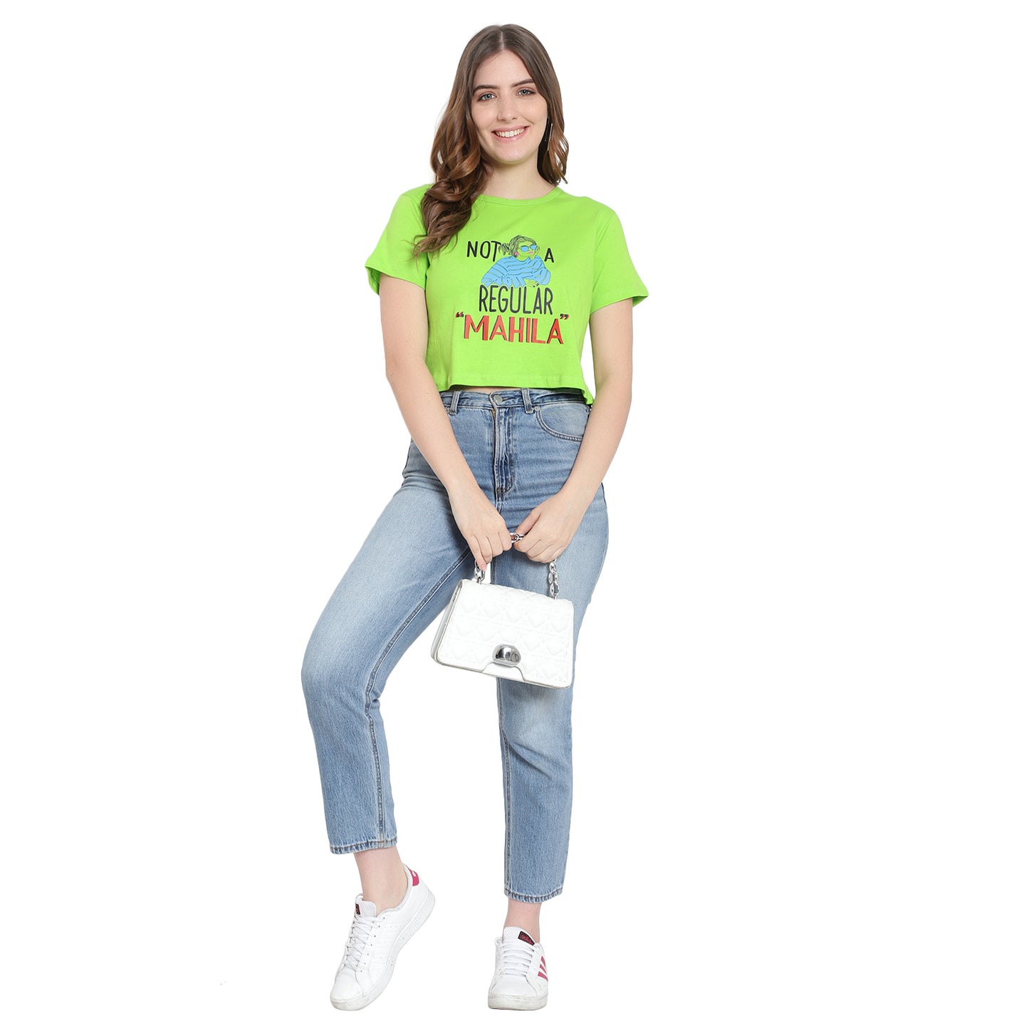 Women's Printed Crop Top | Stylish Cotton T-Shirt | Trendy Short Sleeve Tee