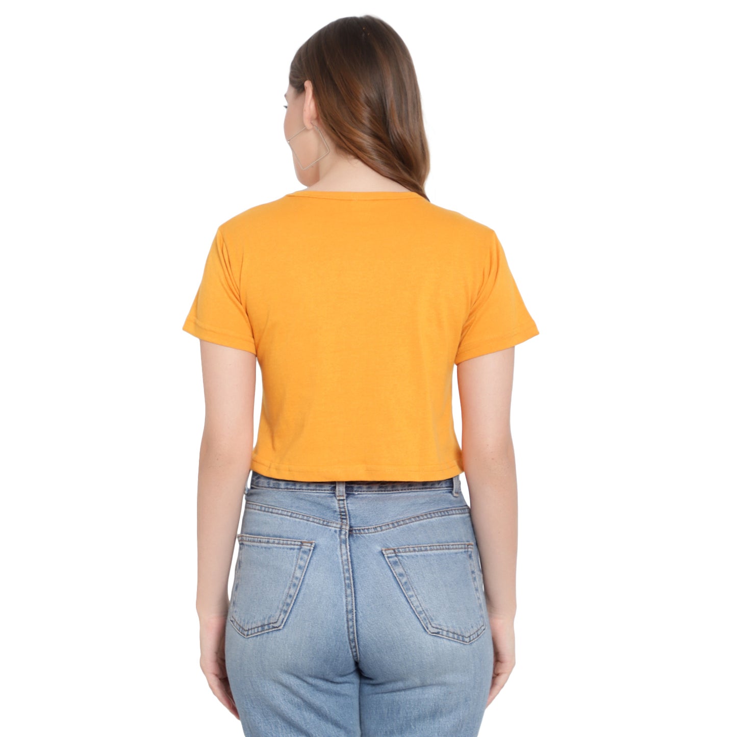 Women’s Printed Mustard Crop Top – Pure Cotton T-Shirt