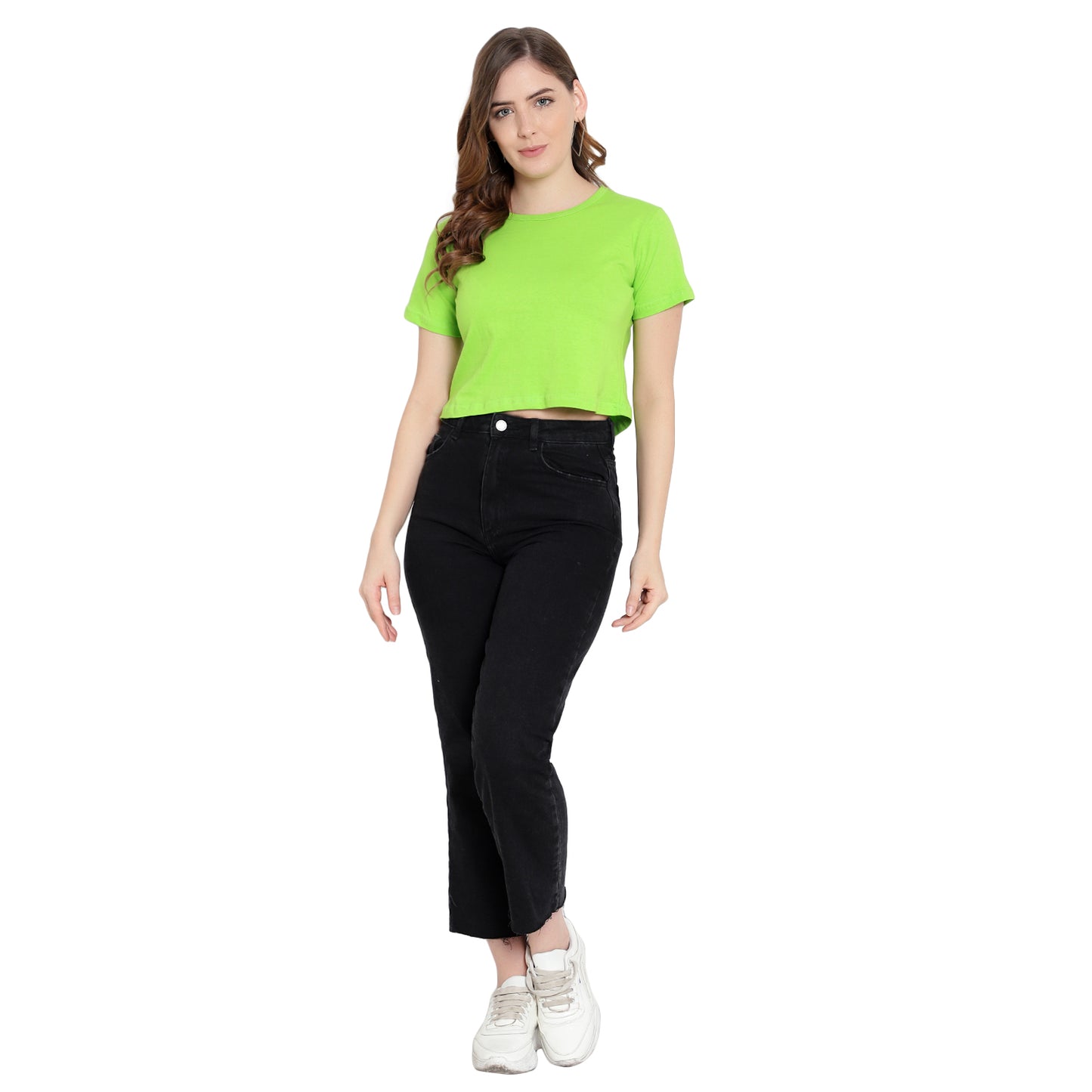 Women’s Neon-Plain Crop Top – Pure Cotton T-Shirt