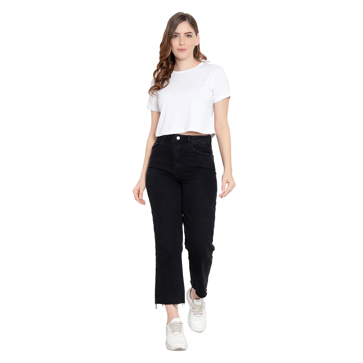 Women’s White Plain Crop Top – Pure Cotton T-Shirt
