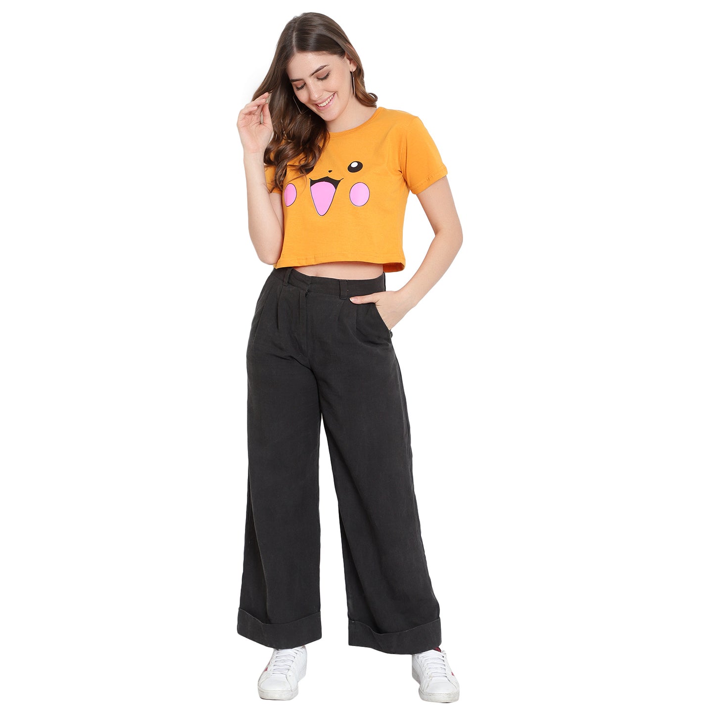 Women’s Mustard Crop Top – Pure Cotton T-Shirt