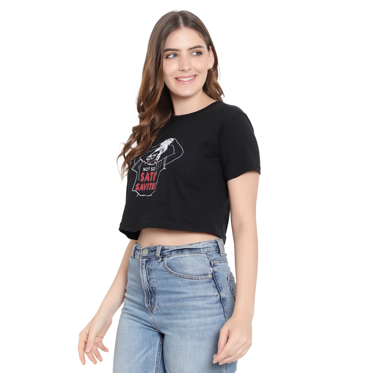 Women’s Printed Crop Top – Pure Cotton T-Shirt