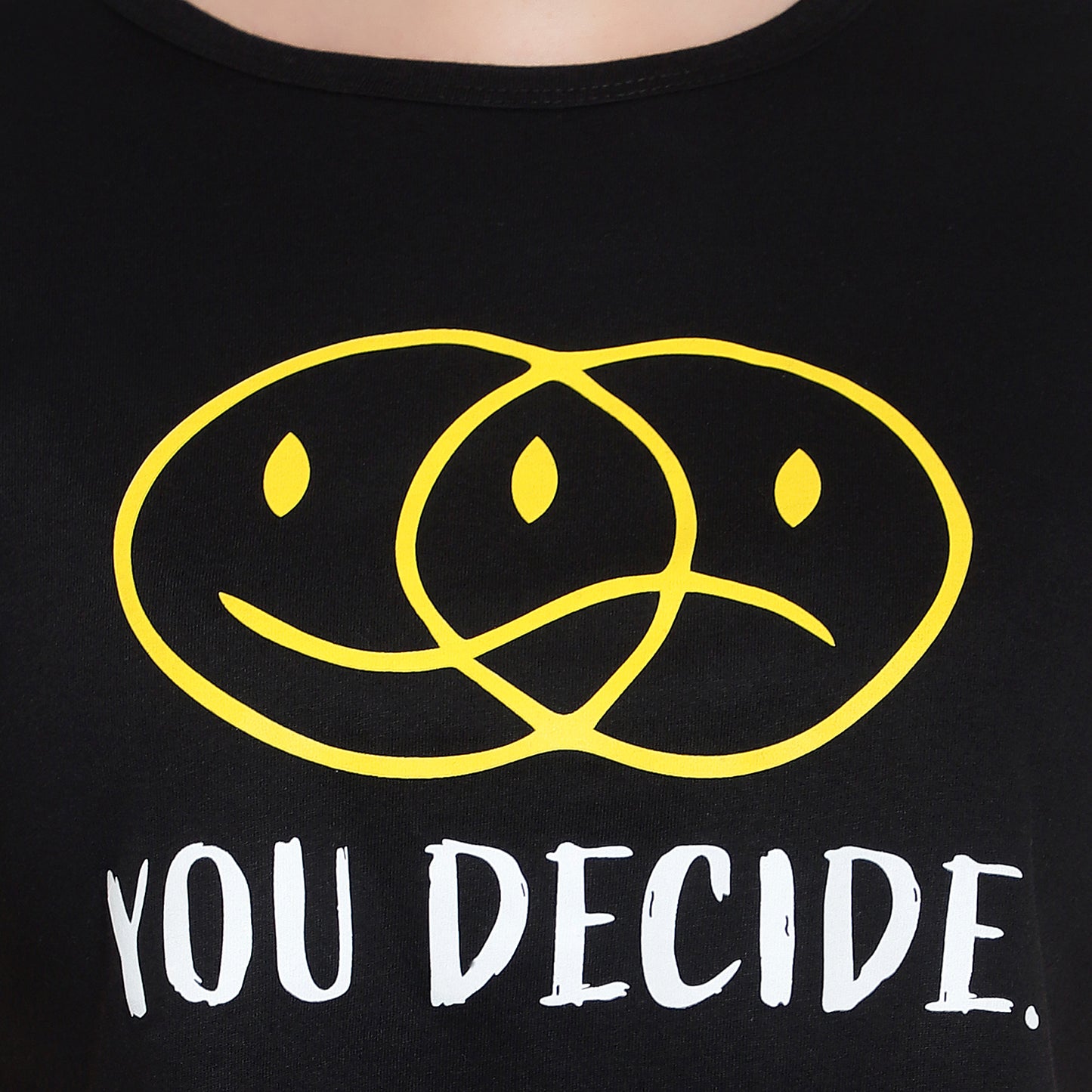 Women's Black Printed Crop Top – Half Sleeves Cotton T-Shirt