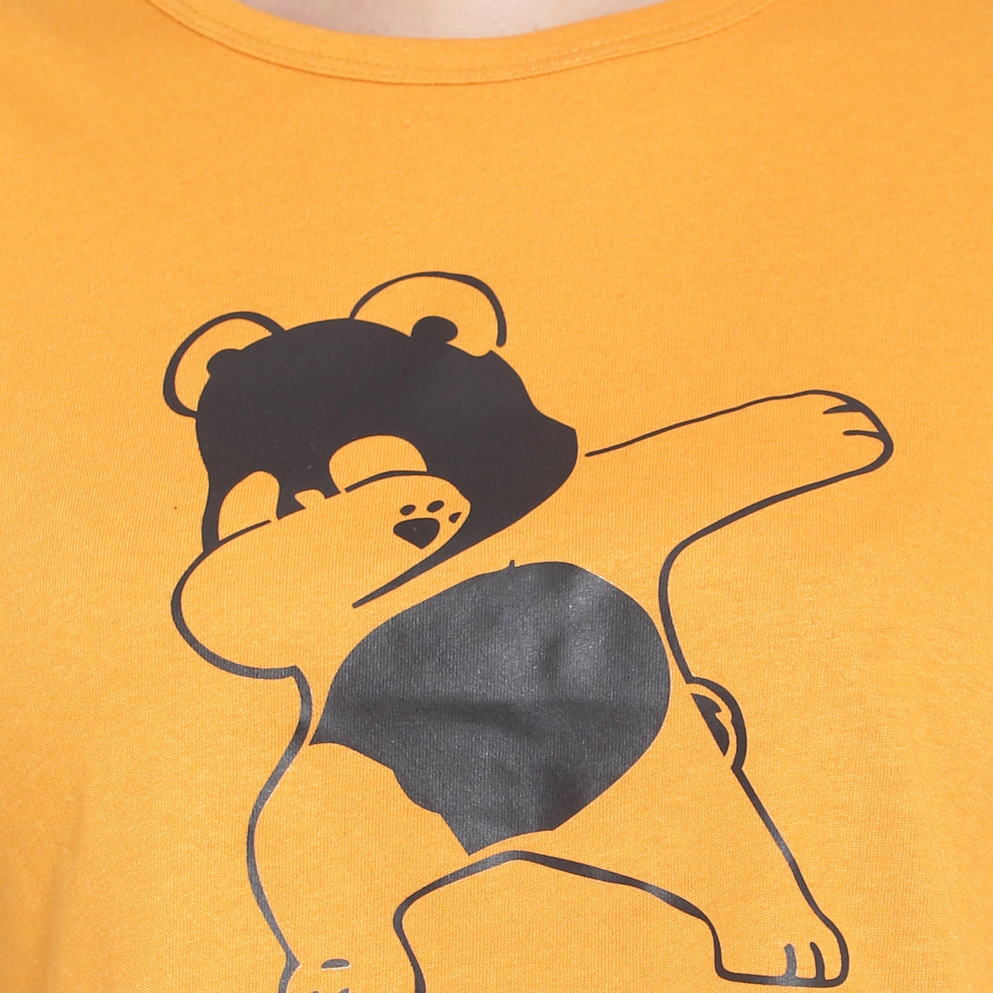 Women's Mustard Printed Crop Top | Trendy Cotton T-Shirt | Casual & Stylish Wear