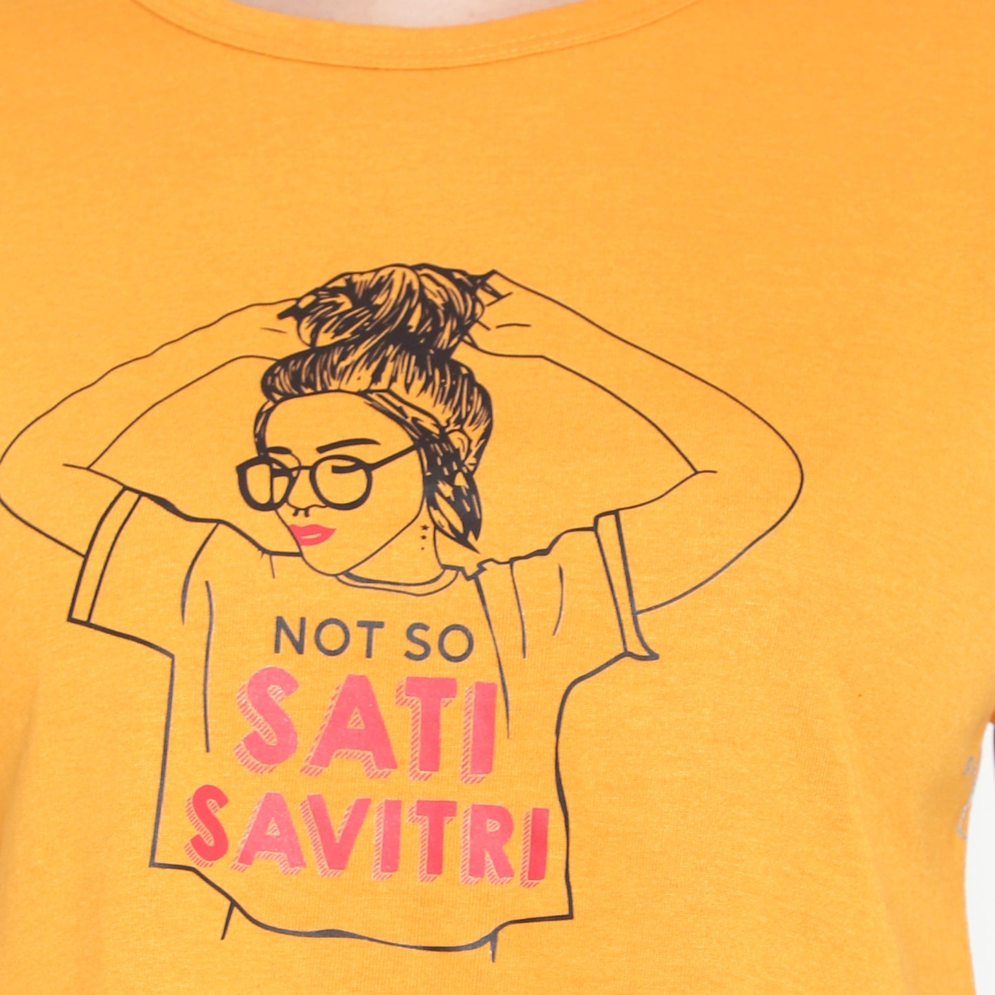 Women’s Printed Mustard Crop Top – Pure Cotton T-Shirt