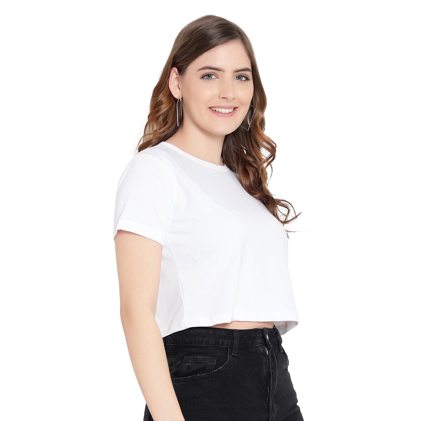 Women’s White Plain Crop Top – Pure Cotton T-Shirt