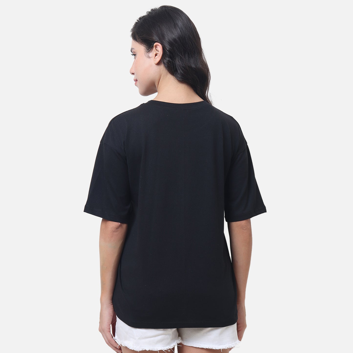Women's Black Oversized Graphic T-Shirt with Artistic Design