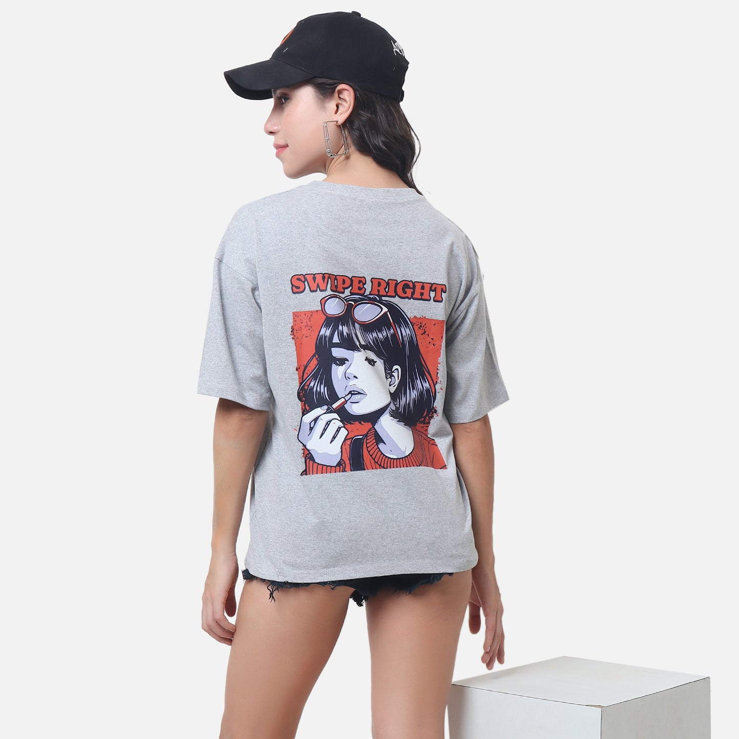 Swipe Right Graphic Tee Grey Pop Art Edition