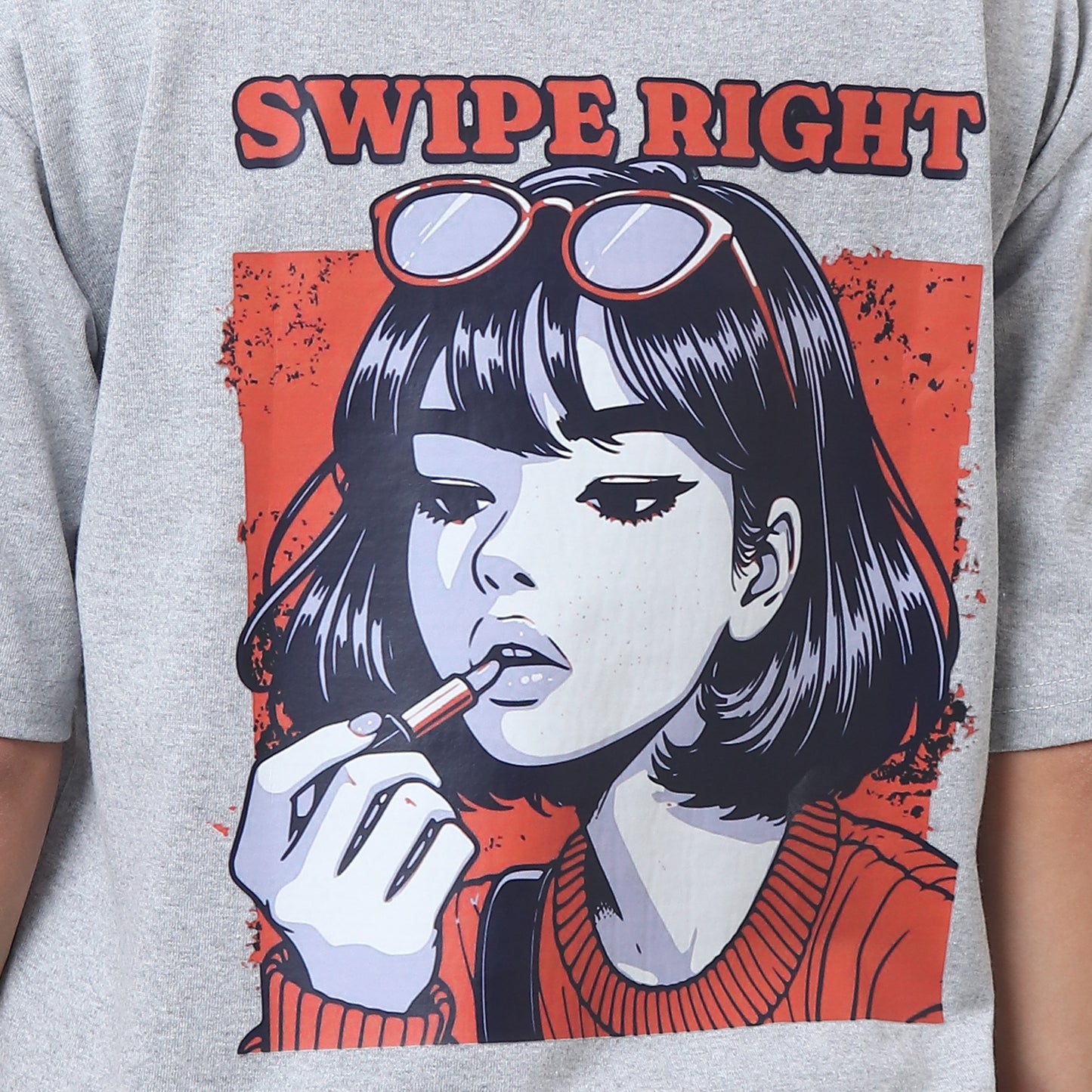 Swipe Right Graphic Tee Grey Pop Art Edition