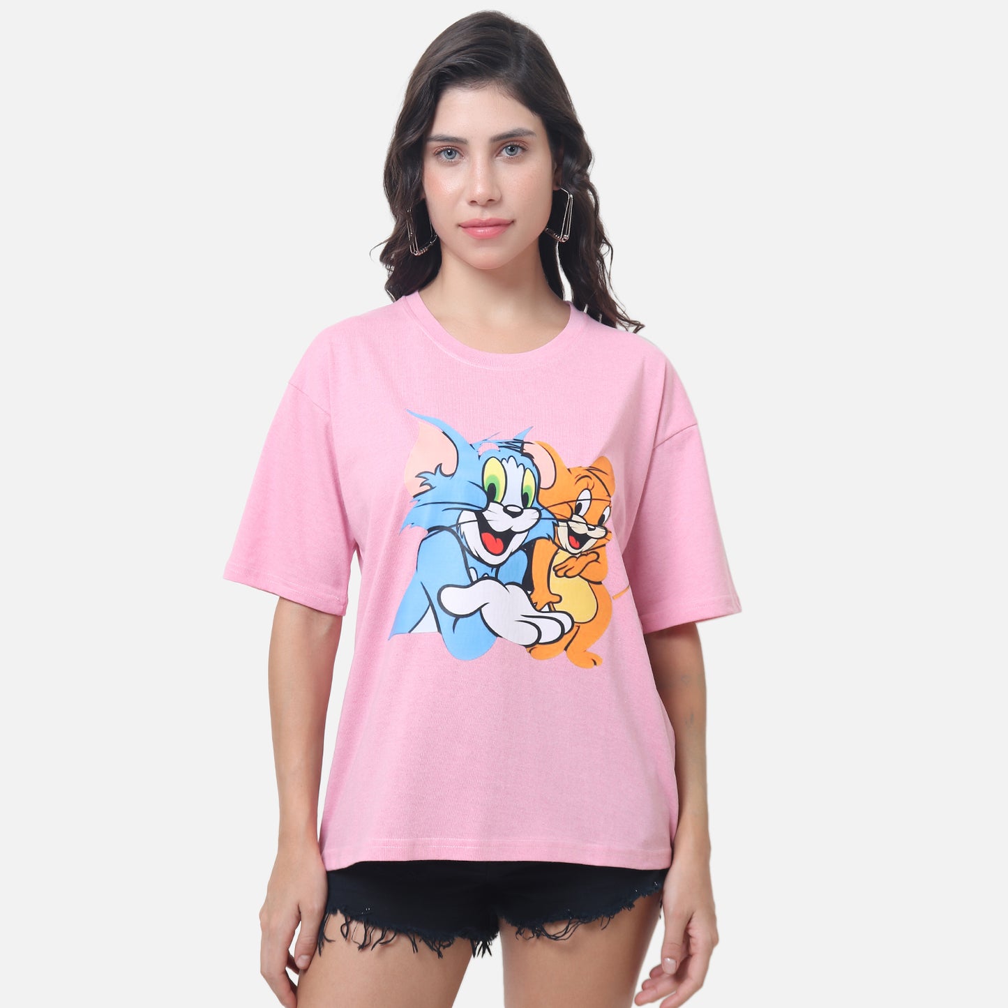 Tom & Jerry Pink Oversized T-Shirt A Pop of Color, A Dash of Nostalgia