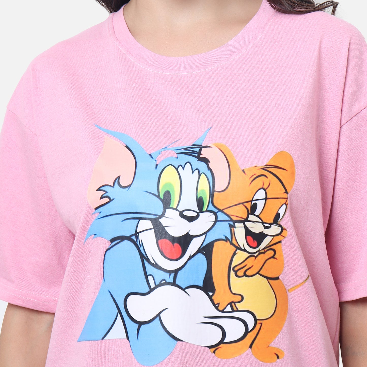 Tom & Jerry Pink Oversized T-Shirt A Pop of Color, A Dash of Nostalgia