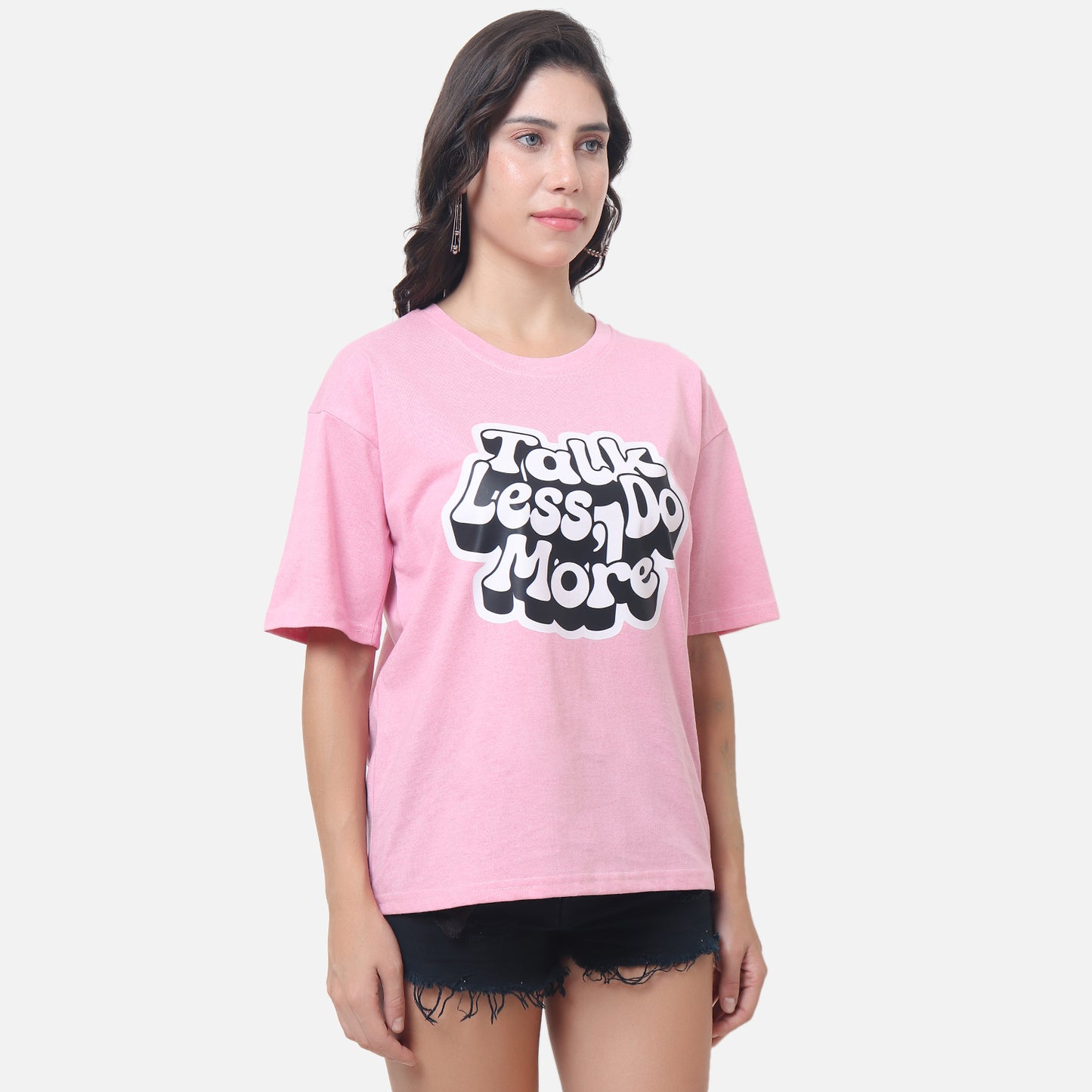 Talk Less Do More Motivational Tee Soft Pink