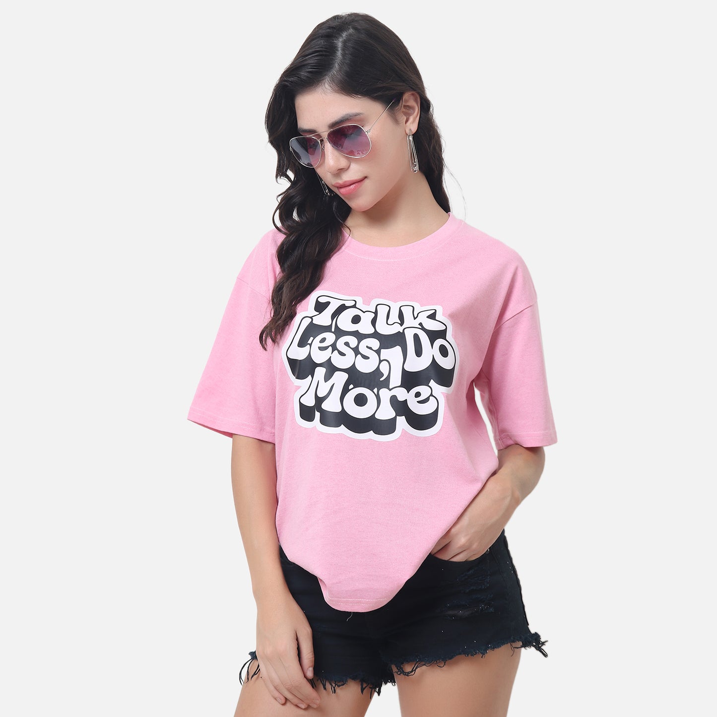Talk Less Do More Motivational Tee Soft Pink