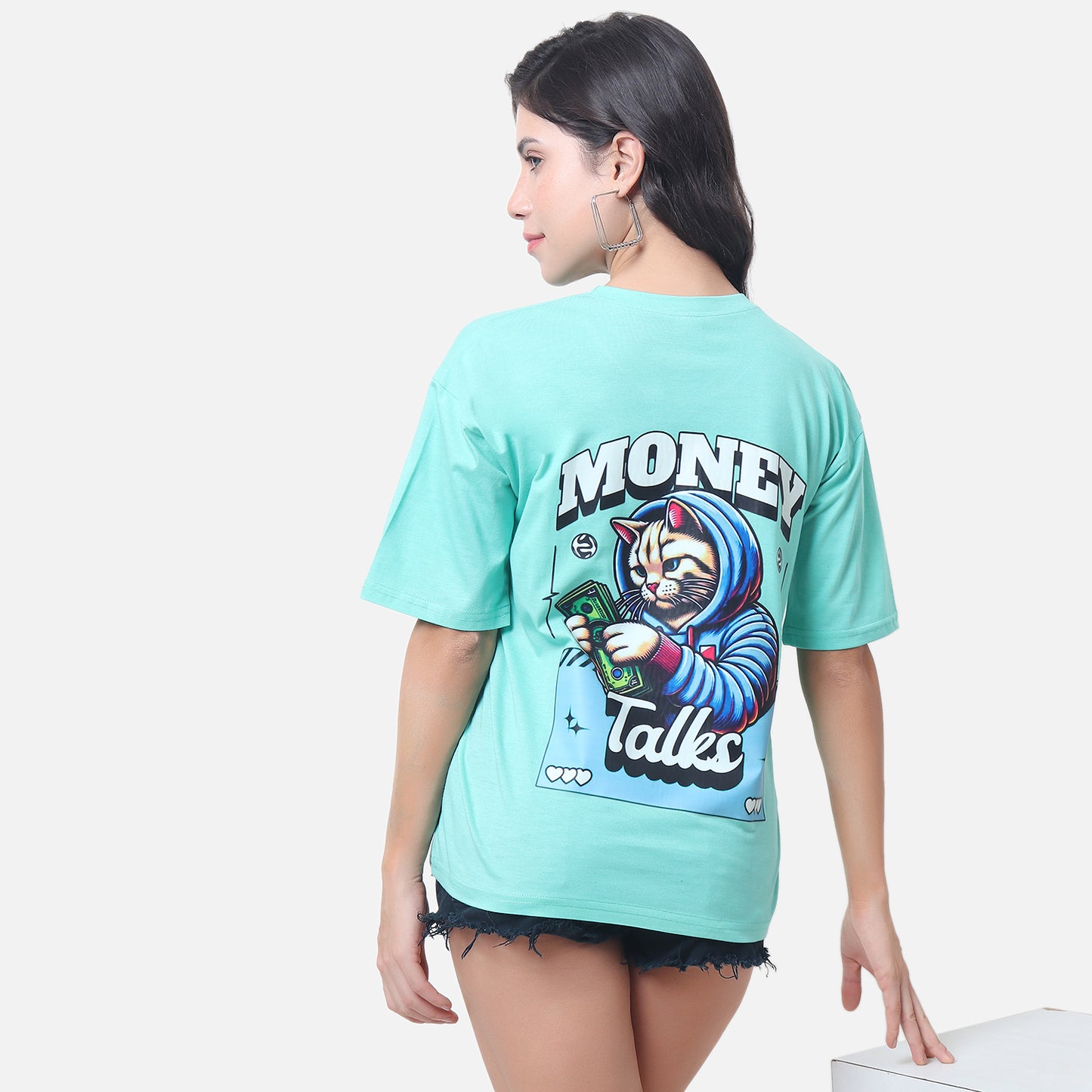 Women's Mint Green "Money Talks" Graphic T-Shirt