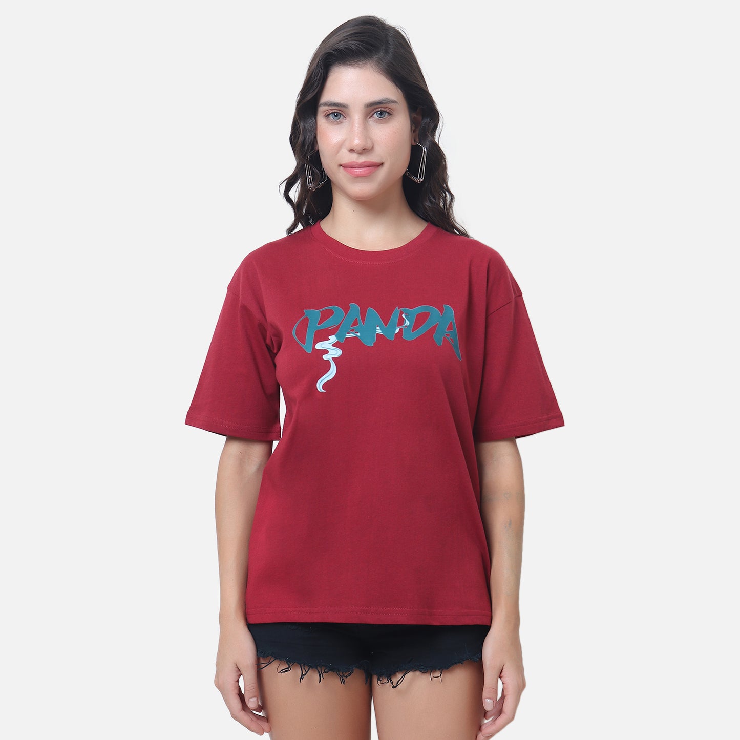 Chill Panda Oversized Tee Maroon Edition