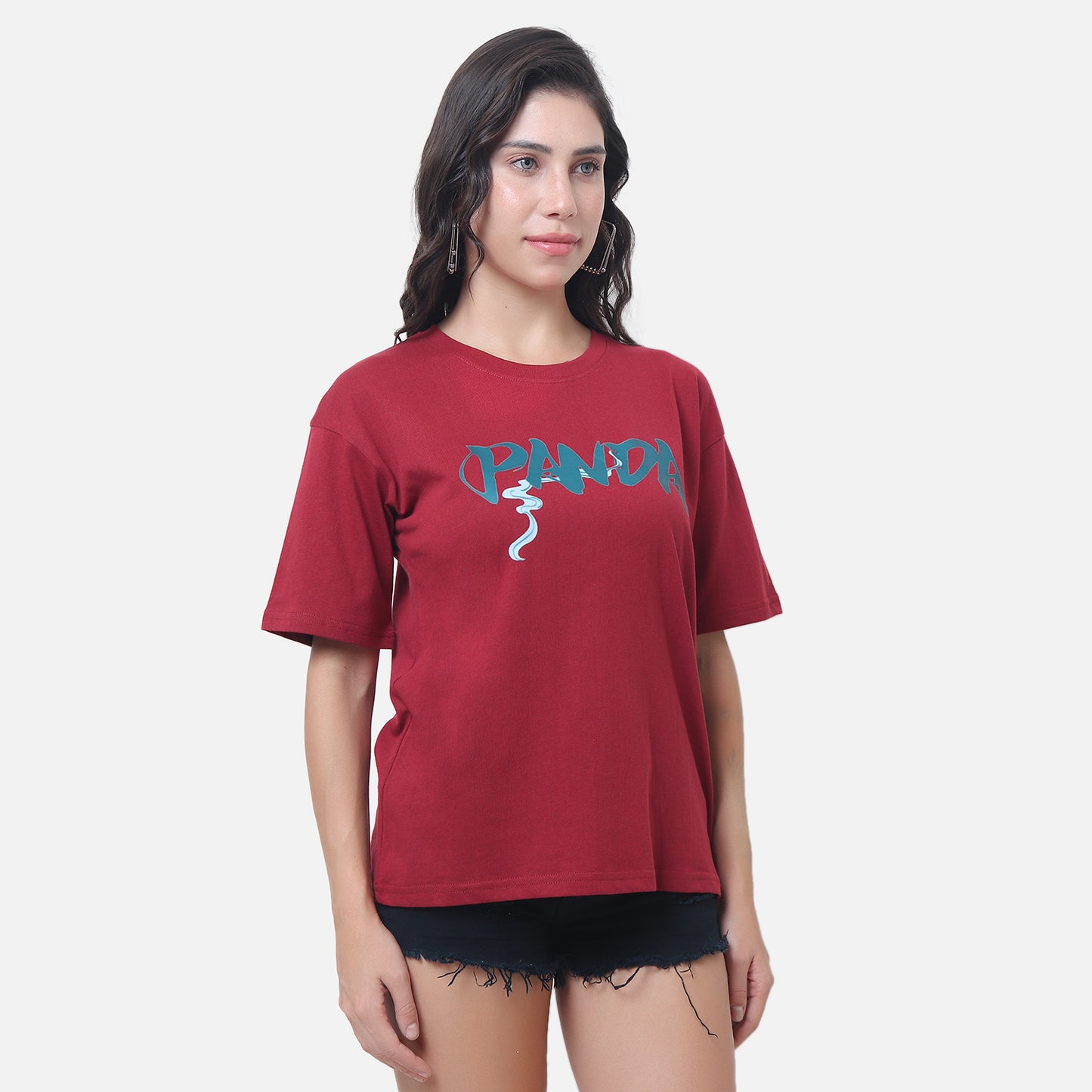 Chill Panda Oversized Tee Maroon Edition