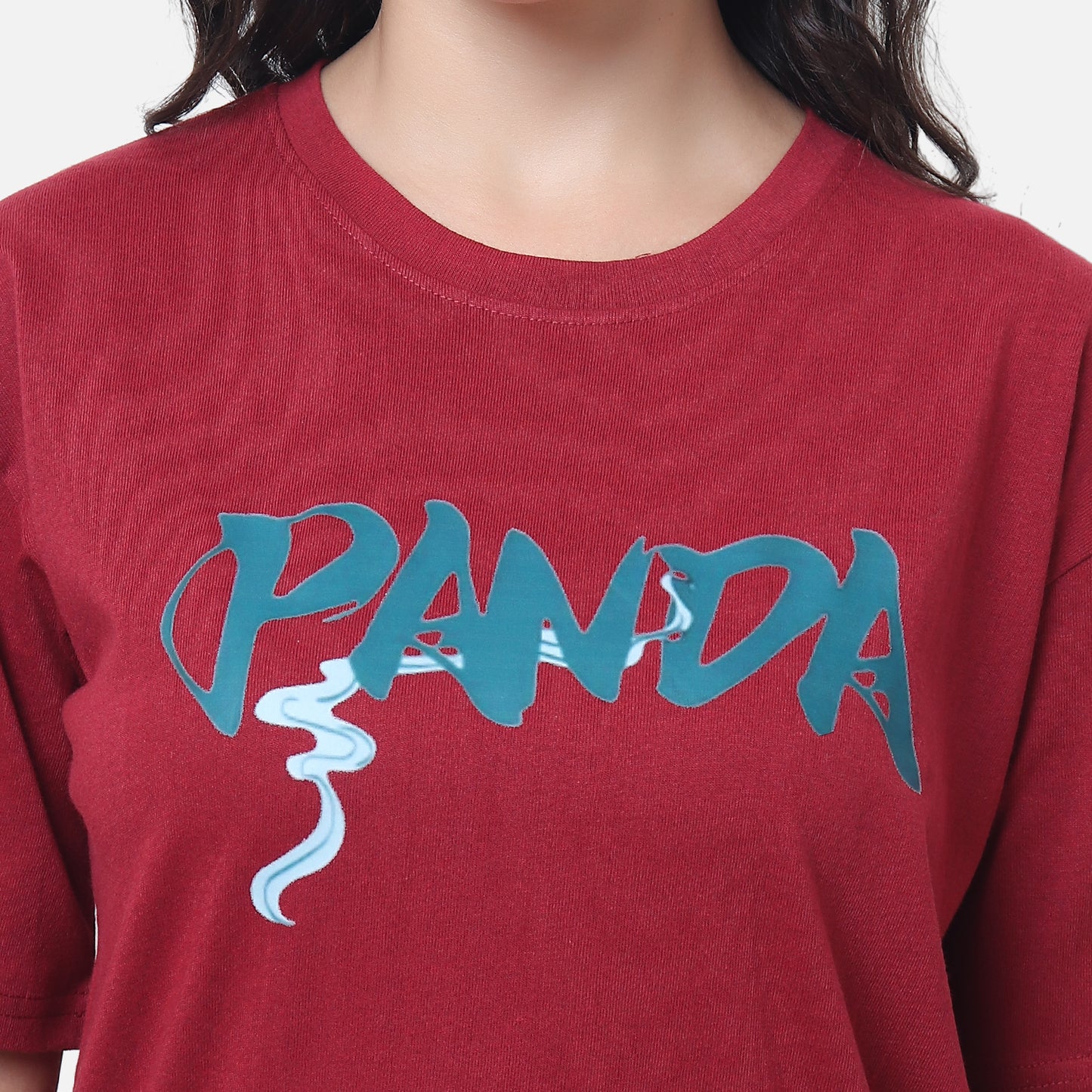 Chill Panda Oversized Tee Maroon Edition