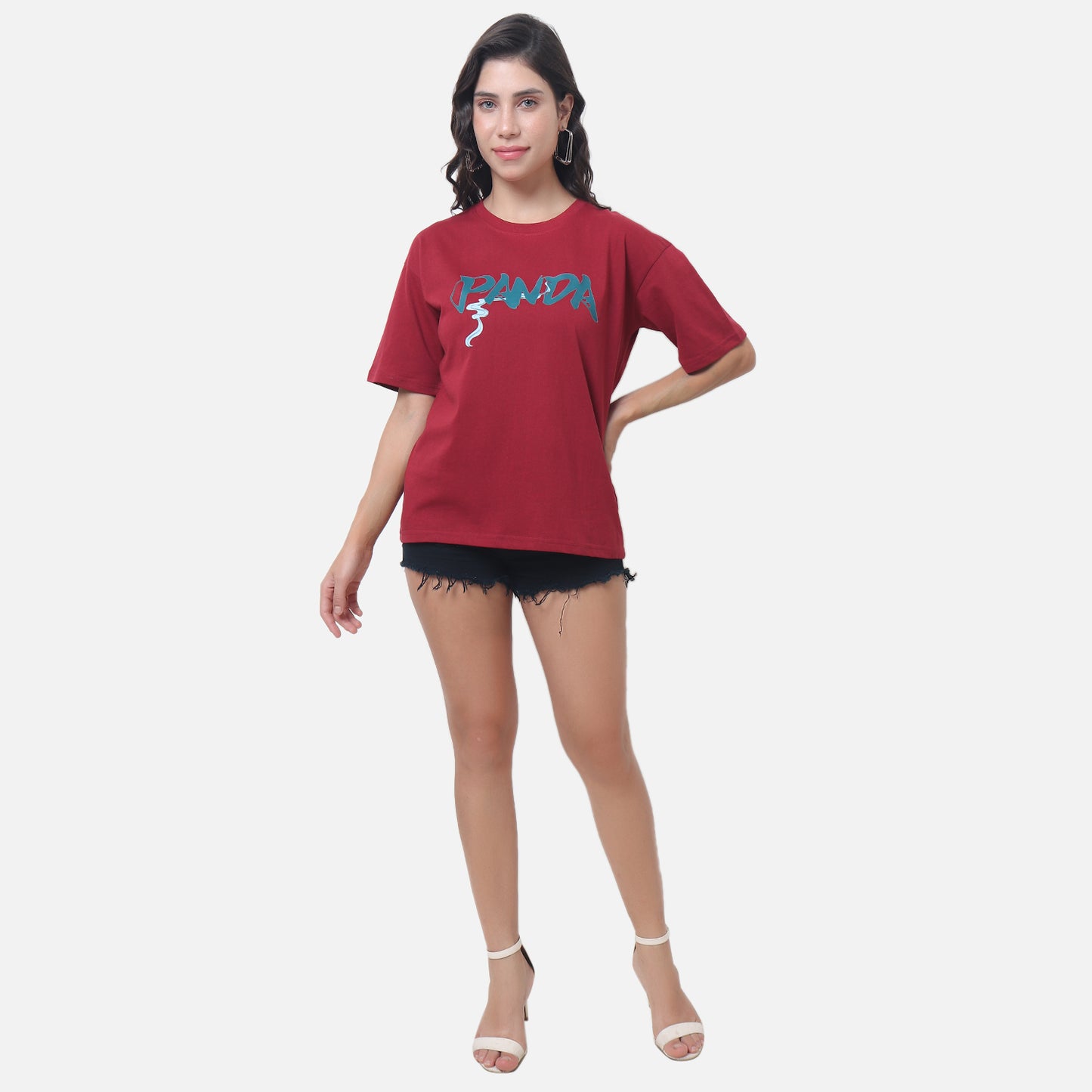 Chill Panda Oversized Tee Maroon Edition