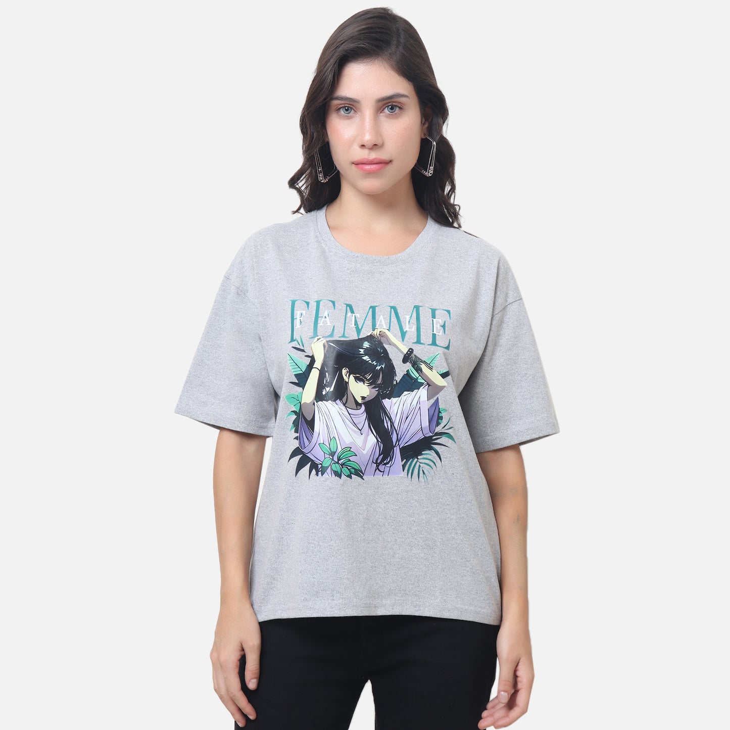 Women's Artistic Graphic T-Shirt with Anime-Inspired Design