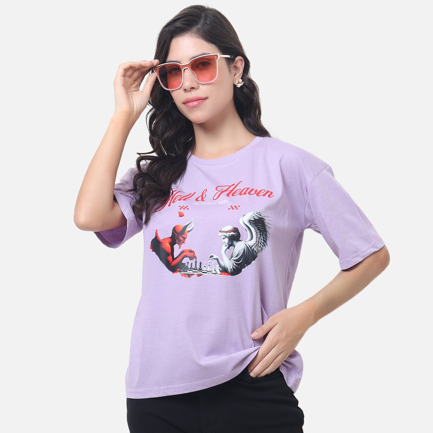 Edgy Graphic T-Shirt Lavender Purple