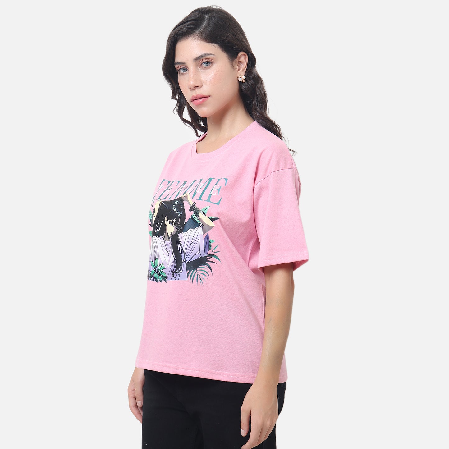Anime Inspired Statement T-Shirt Soft Pink