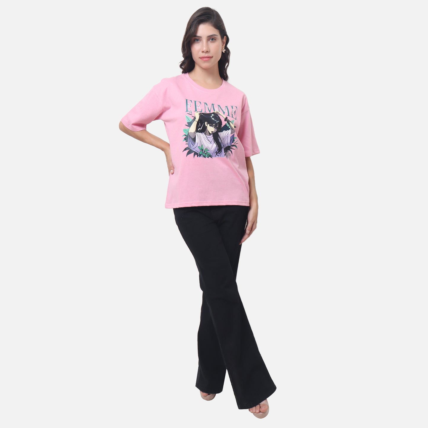 Anime Inspired Statement T-Shirt Soft Pink