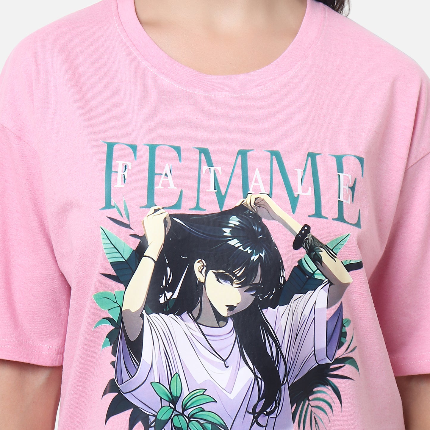 Anime Inspired Statement T-Shirt Soft Pink