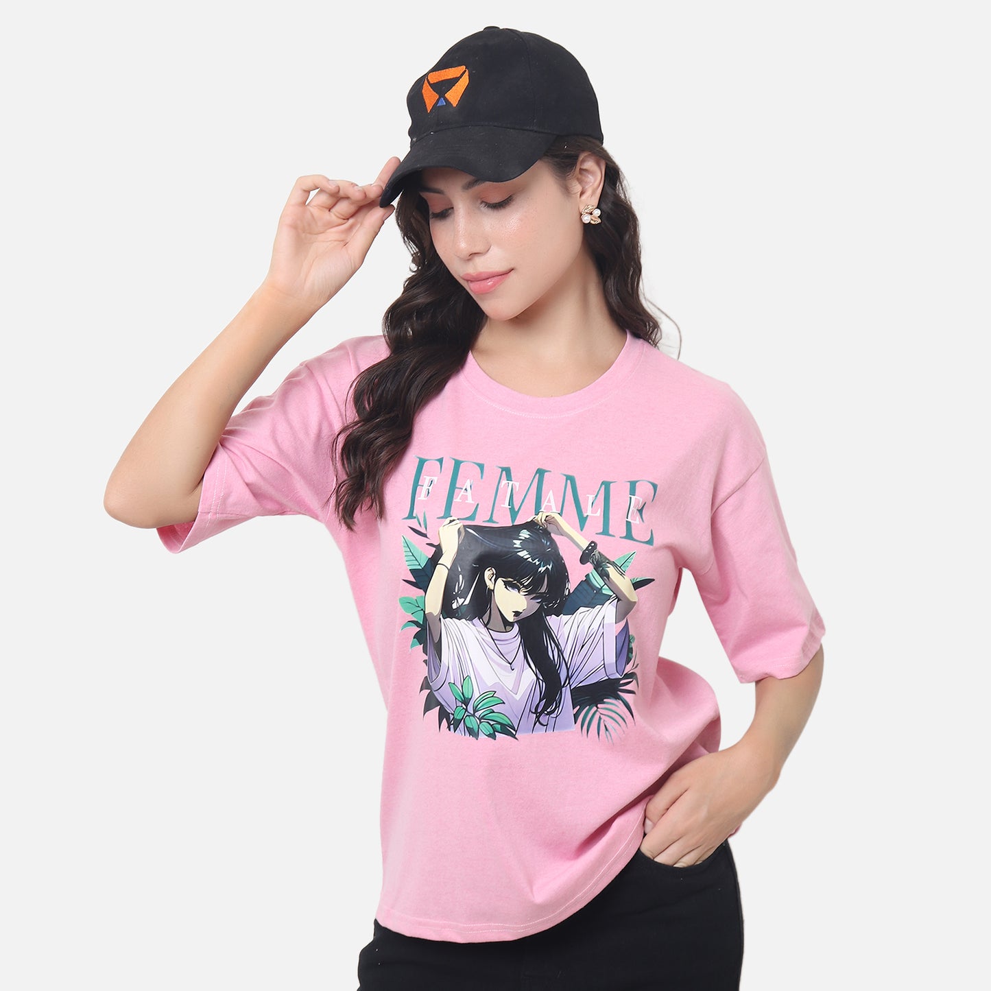 Anime Inspired Statement T-Shirt Soft Pink