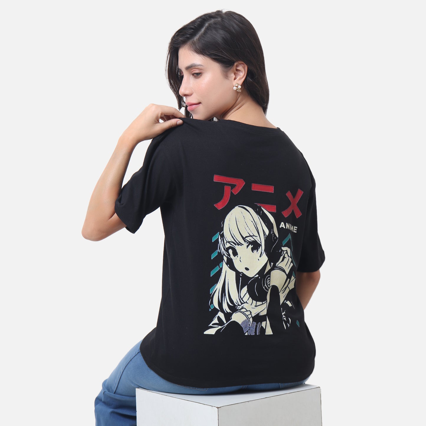 Anime Character Graphic T-Shirt - Black