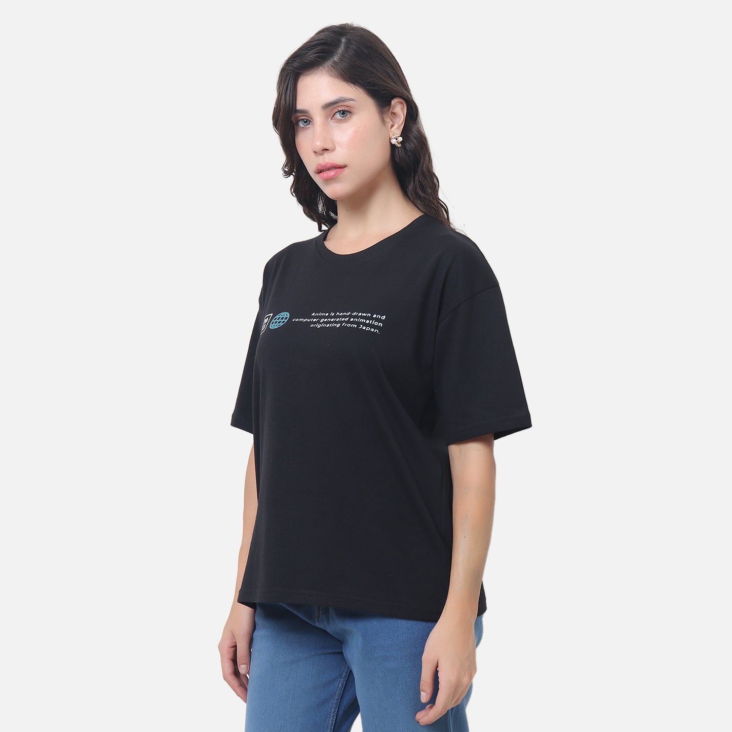 Anime Character Graphic T-Shirt - Black
