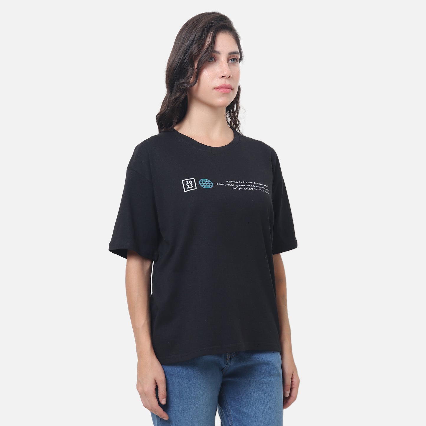 Anime Character Graphic T-Shirt - Black