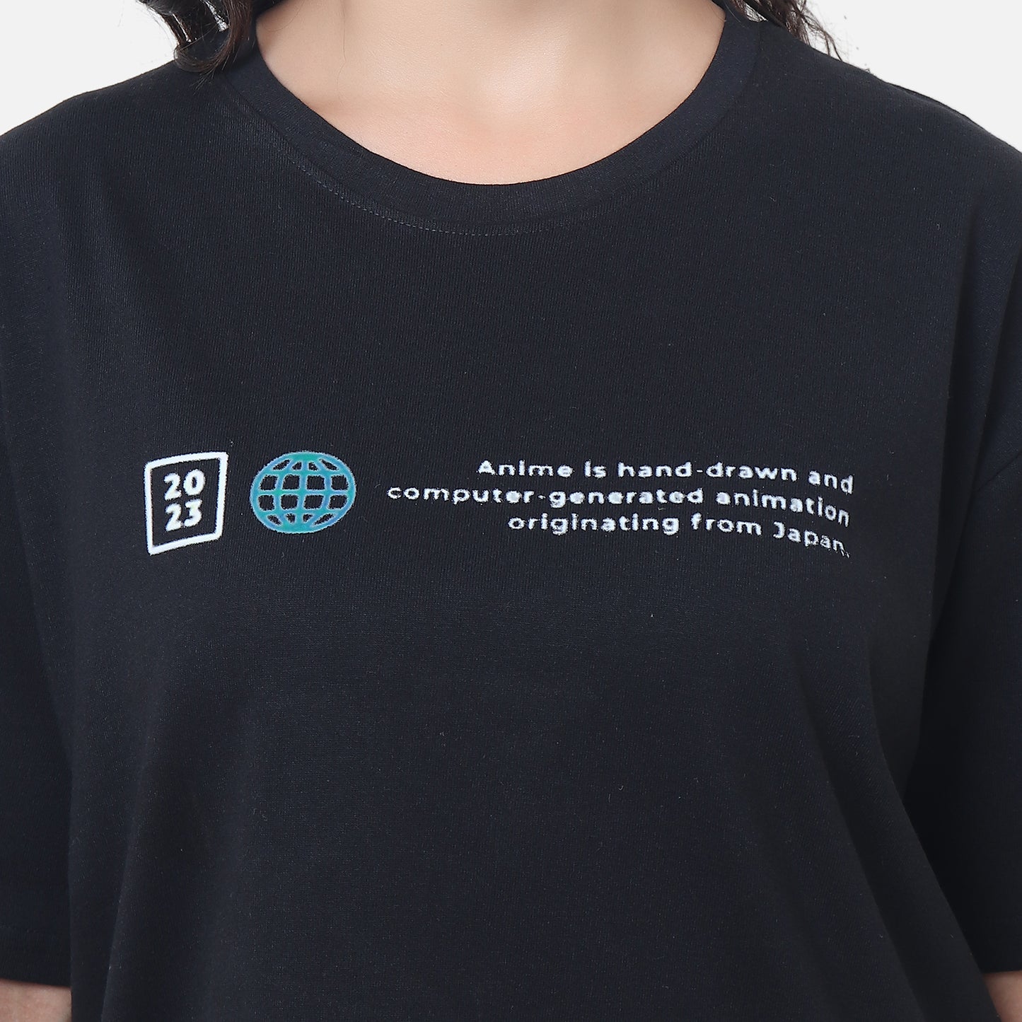 Anime Character Graphic T-Shirt - Black
