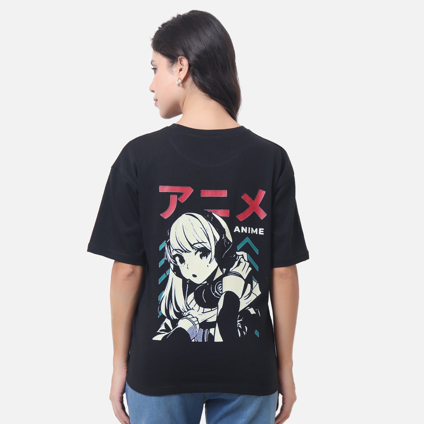 Anime Character Graphic T-Shirt - Black