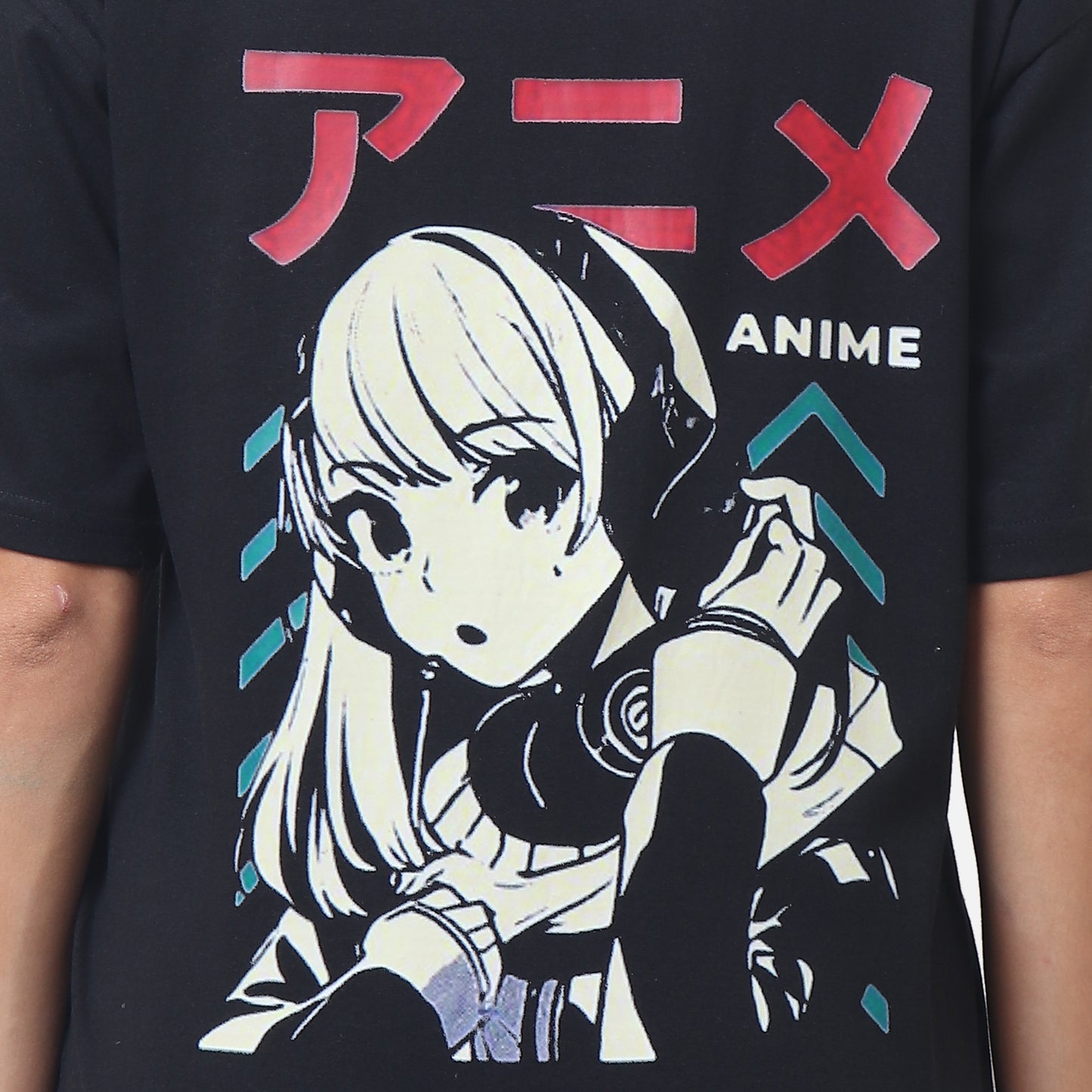 Anime Character Graphic T-Shirt - Black