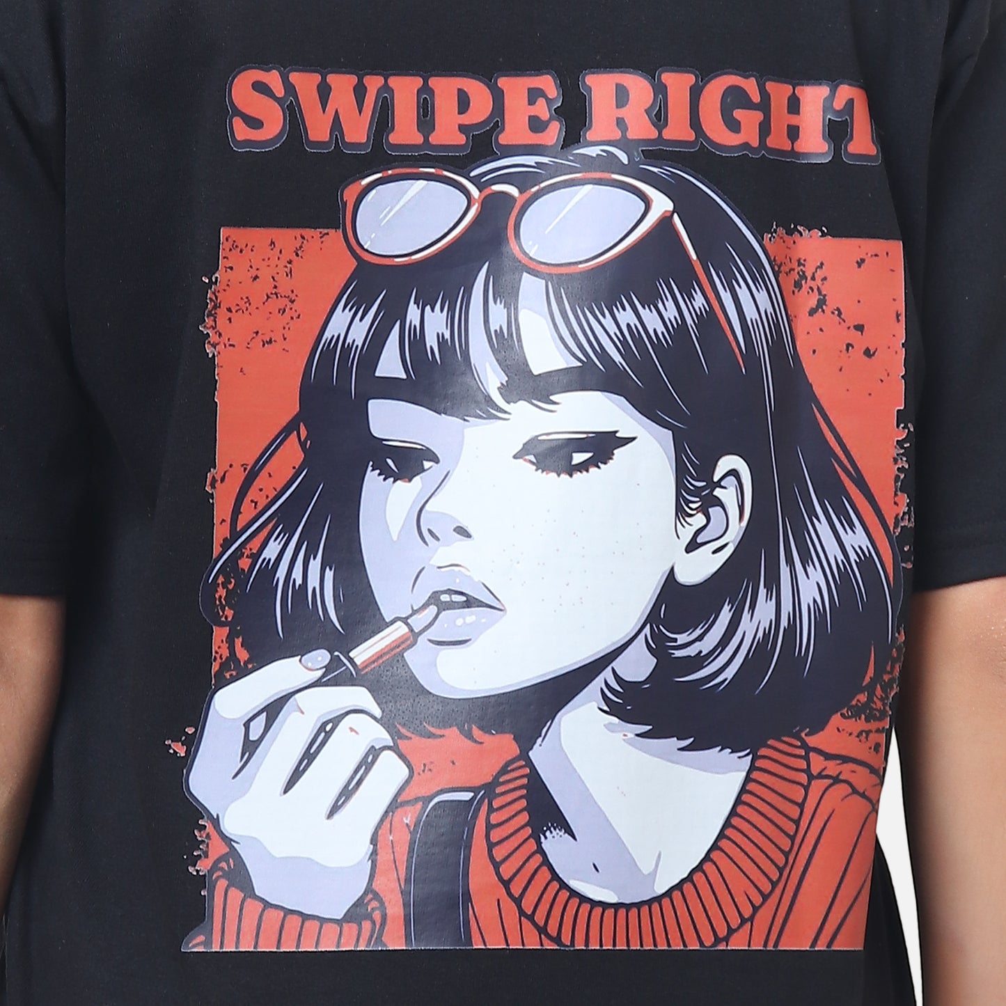 Swipe Right Babe Anime Attitude Tee in Black