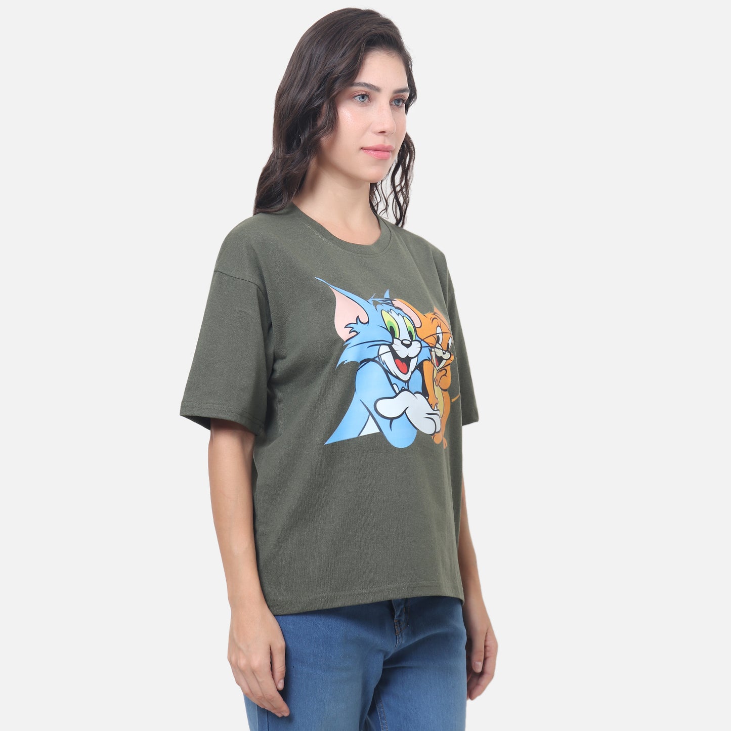 Tom & Jerry Oversized Graphic Tee Classic Cartoon Vibes in Comfort