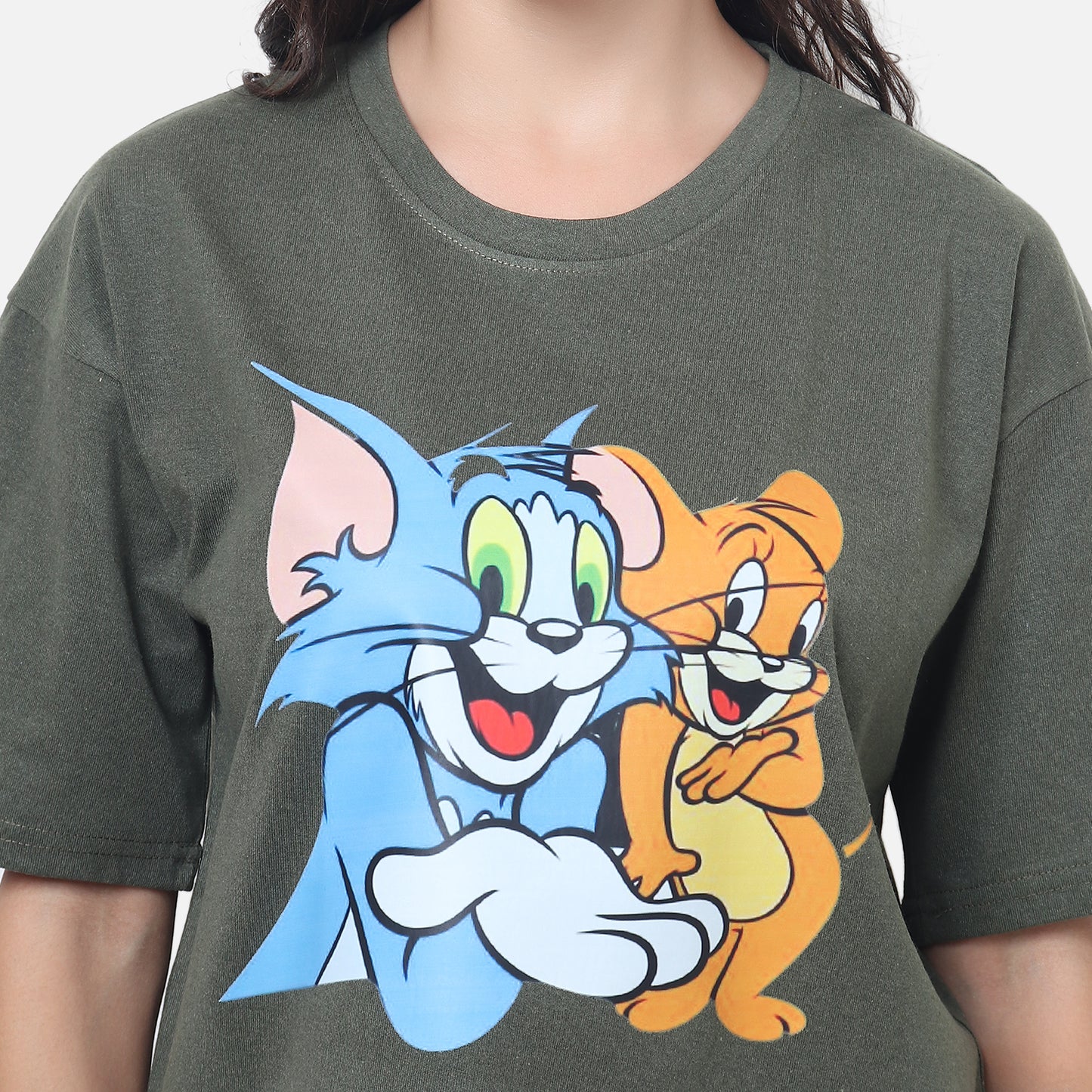 Tom & Jerry Oversized Graphic Tee Classic Cartoon Vibes in Comfort