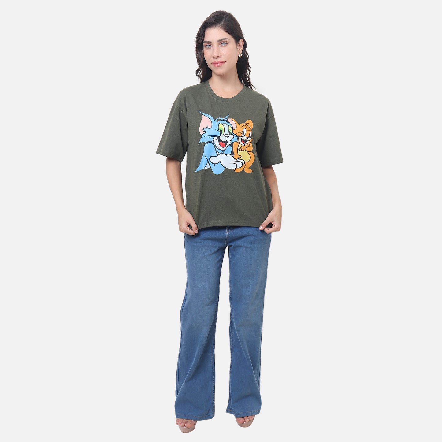 Tom & Jerry Oversized Graphic Tee Classic Cartoon Vibes in Comfort