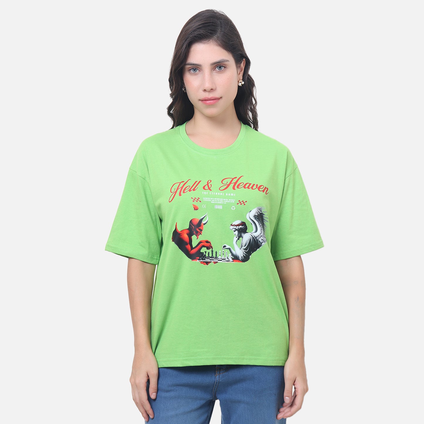 Hell & Heaven Oversized Graphic T-Shirt The Eternal Game Begins