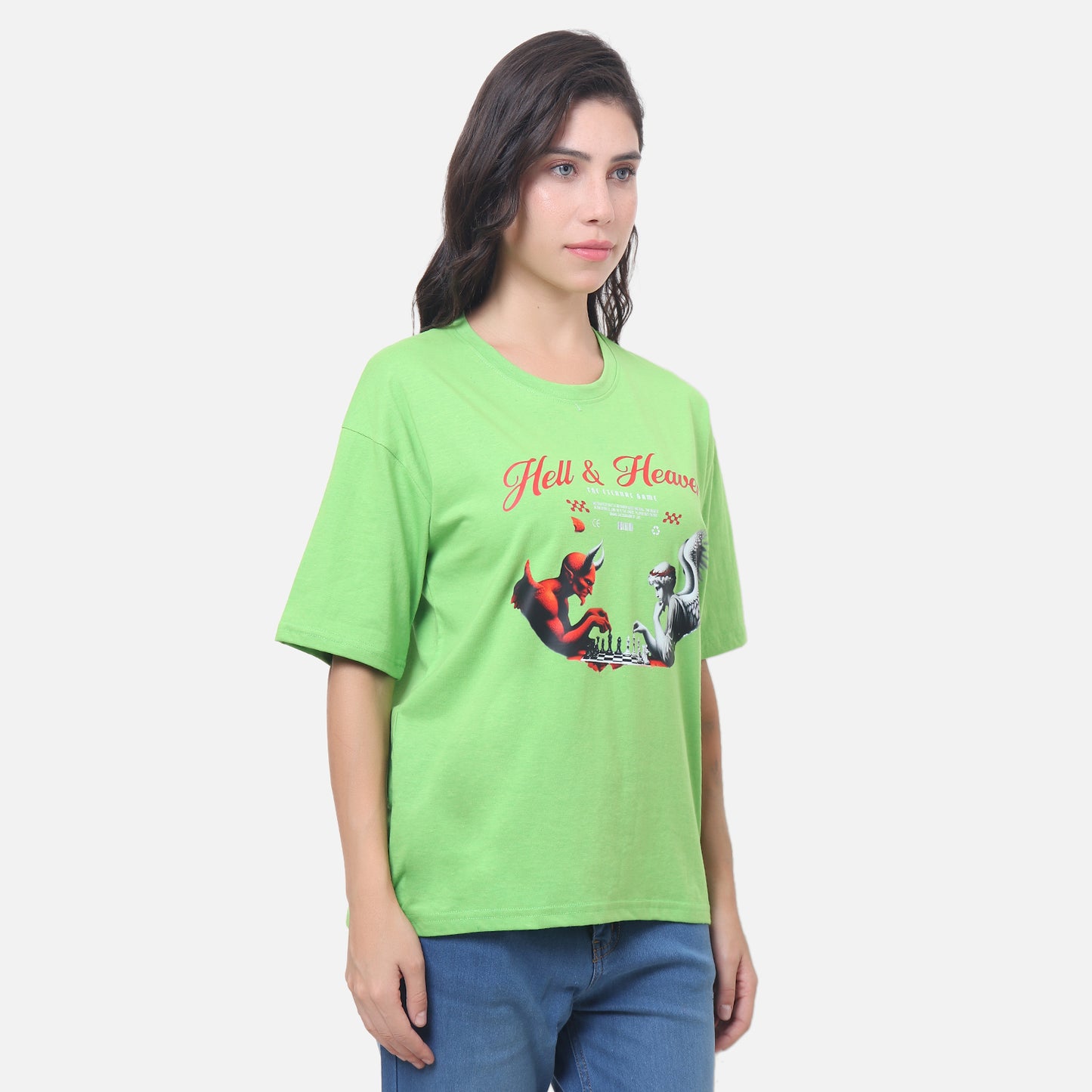 Hell & Heaven Oversized Graphic T-Shirt The Eternal Game Begins