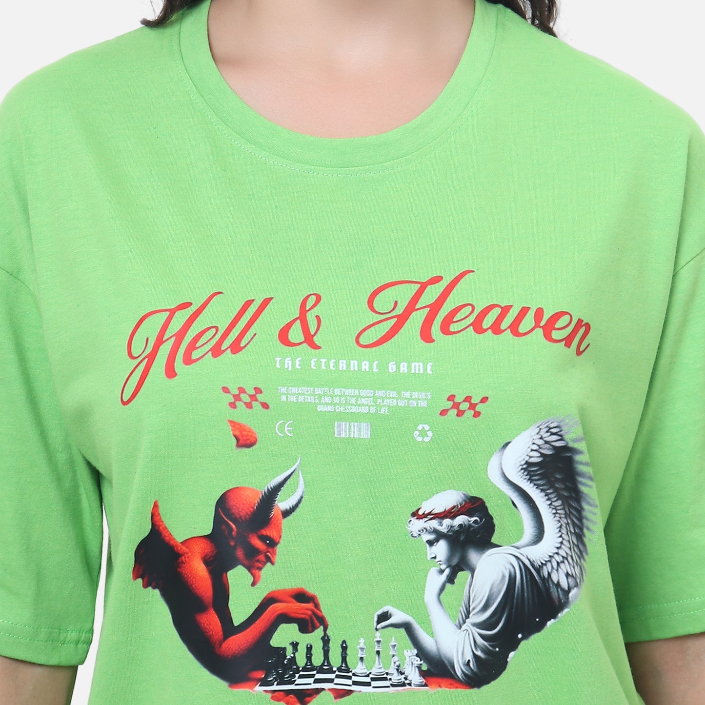 Hell & Heaven Oversized Graphic T-Shirt The Eternal Game Begins