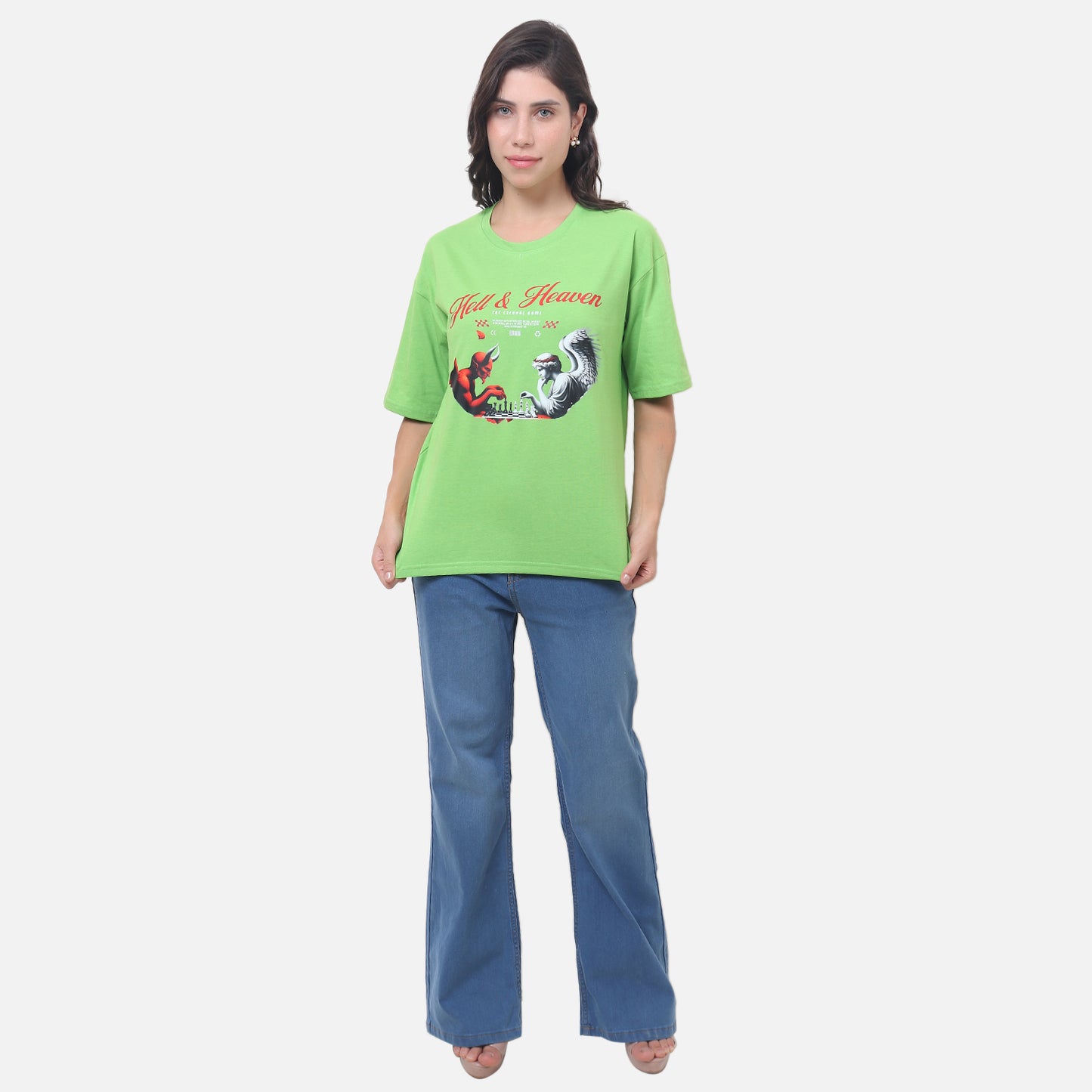 Hell & Heaven Oversized Graphic T-Shirt The Eternal Game Begins