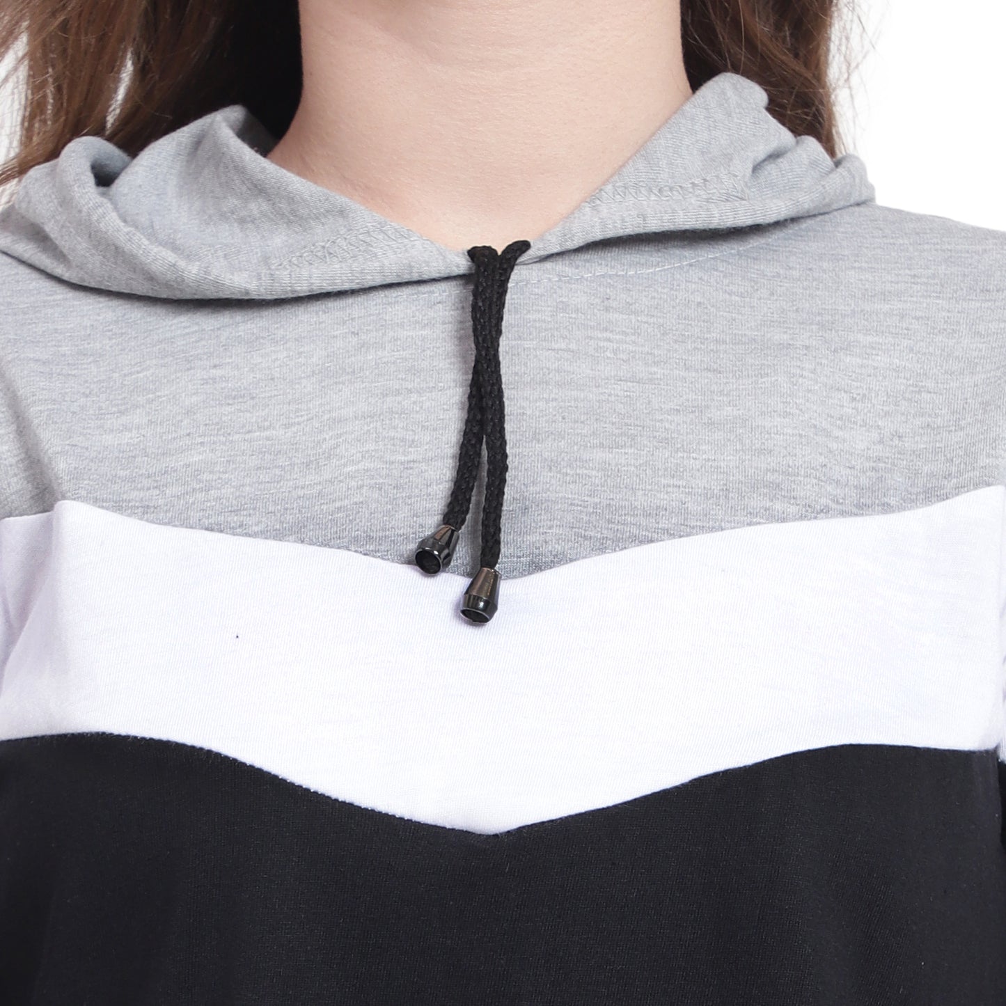 Trendy Meets Timeless – Women’s Colorblock Cotton Hoodie T-Shirt