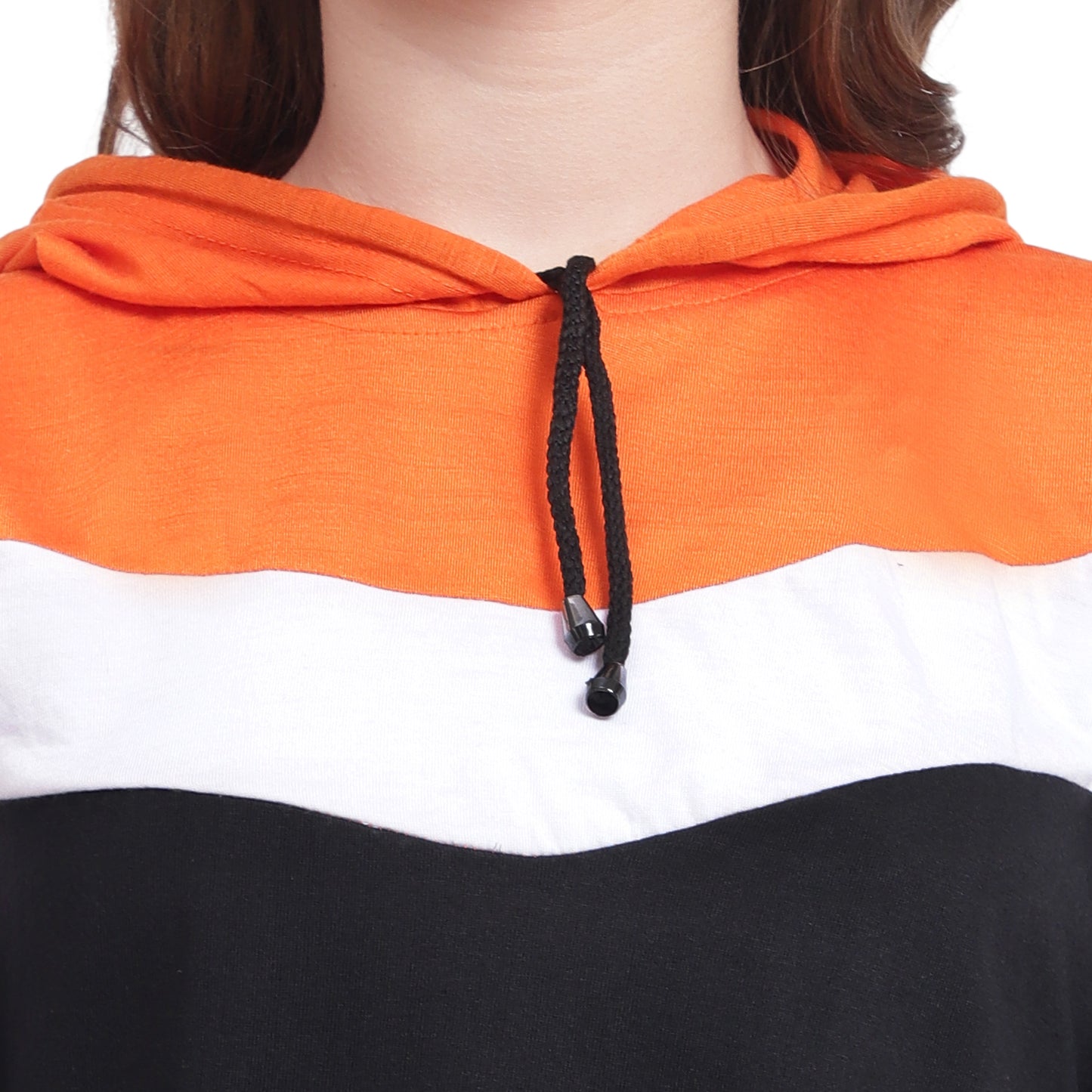 ❤️ Bold, Bright & Breezy – Red Colorblock Cotton Hoodie T-Shirt for Women