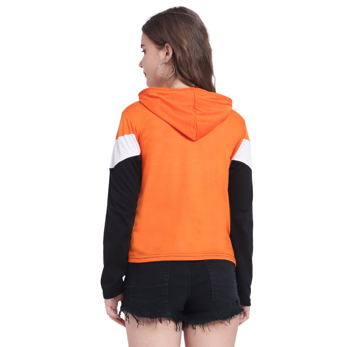 ❤️ Bold, Bright & Breezy – Red Colorblock Cotton Hoodie T-Shirt for Women
