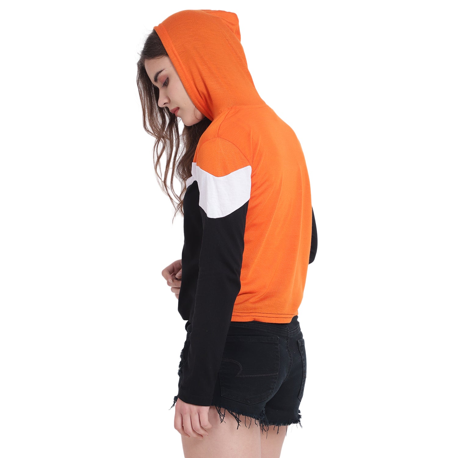 ❤️ Bold, Bright & Breezy – Red Colorblock Cotton Hoodie T-Shirt for Women