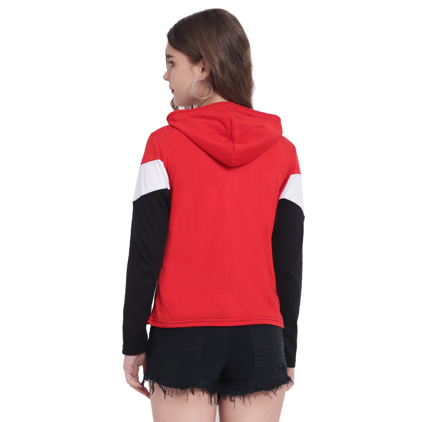 🔥 Be Bold, Be You – Women’s Colorblock Cotton Hoodie T-Shirt