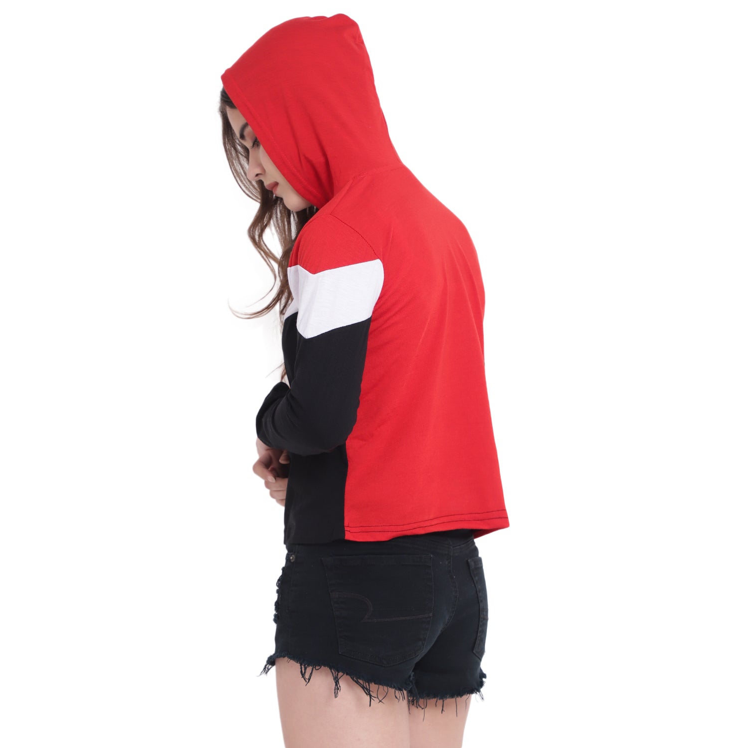 🔥 Be Bold, Be You – Women’s Colorblock Cotton Hoodie T-Shirt