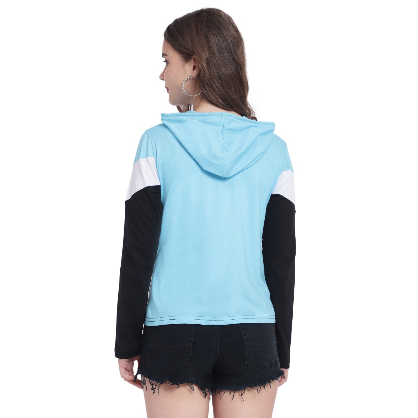 💙 Women’s Colorblock Cotton Hoodie T-Shirt – Feel Confident, Look Effortless