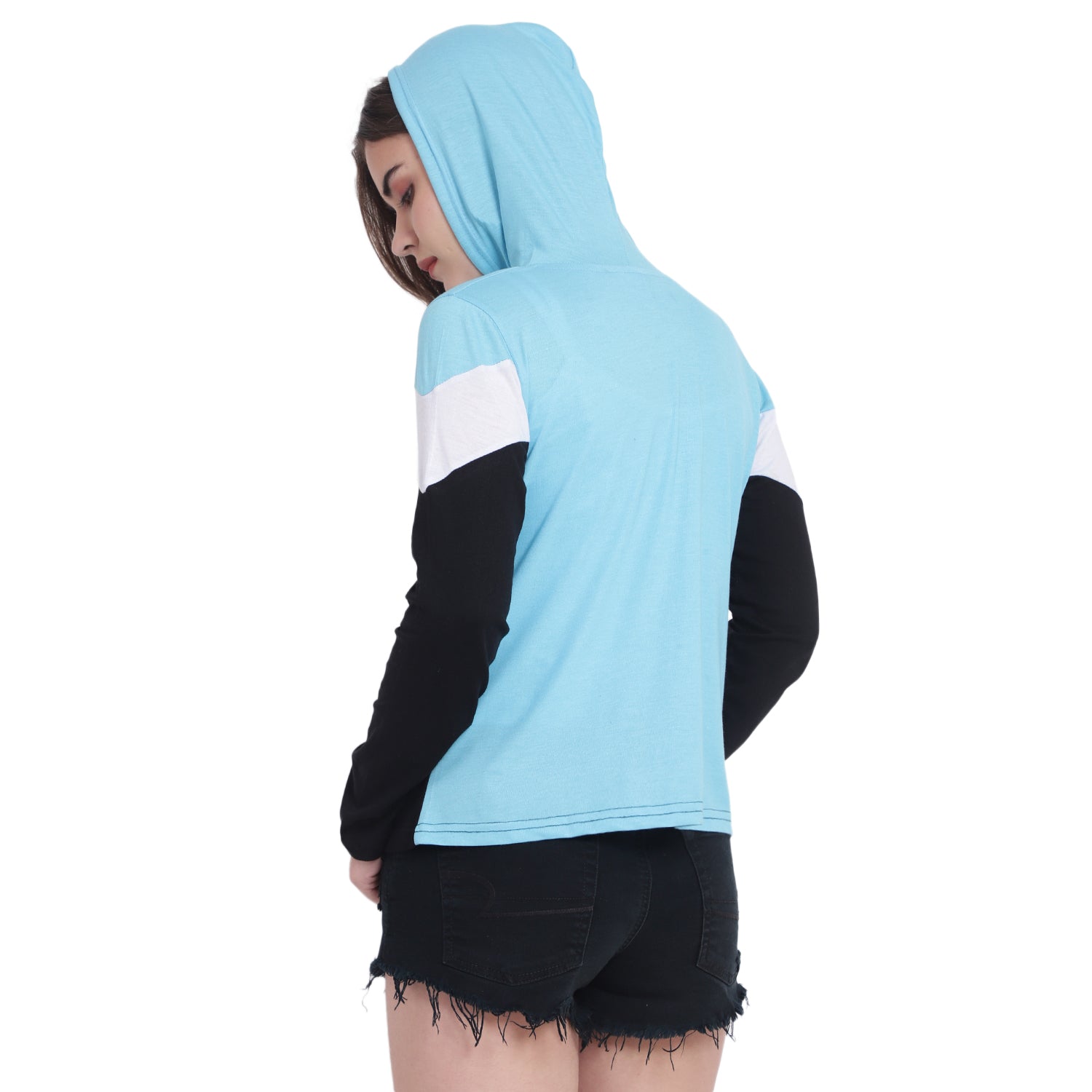 💙 Women’s Colorblock Cotton Hoodie T-Shirt – Feel Confident, Look Effortless